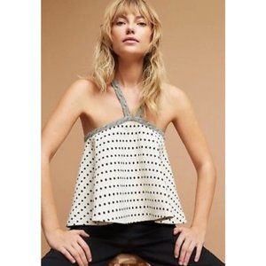 Anthropologie Jemma Jacquard Polka Dot Halter Top